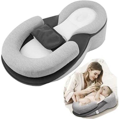 Baby Wedge Pillow for Newborn,Acid Reflux Breastfeeding Pillow with Safety Strap,Reflux Pillow for Baby, Reflux Wedge Pillow for Babies (Grey)