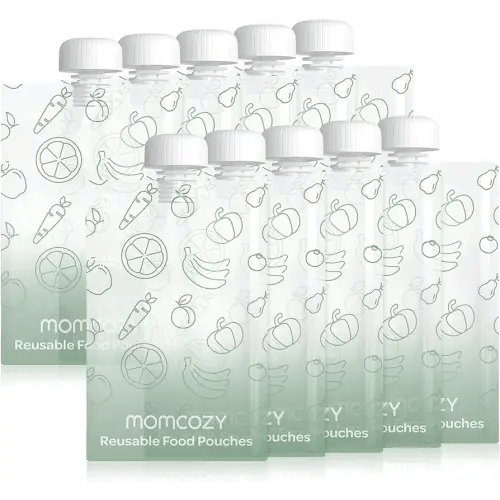 Momcozy Reusable Baby Food Pouches for Toddlers,BPA Free Plastic,Food Safe,Freezer Safe,Refillable for Applesauce Yogurt & Puree Squeeze Pouch,10 packs,3.4-4oz