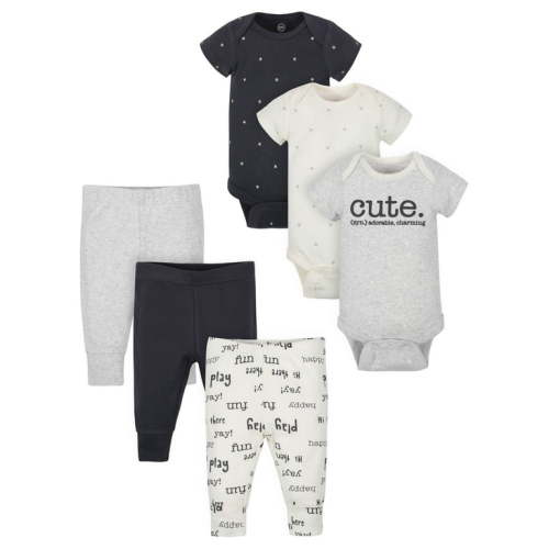Wonder Nation Baby Unisex Short Sleeve Bodysuit and Pants Gift Set, 6-Piece, Sizes 0M-24M