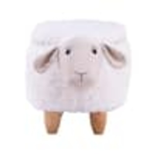 Home 2 Office White Fabric Sheep Plush Animal Storage Kids Ottoman HO-W09-00016