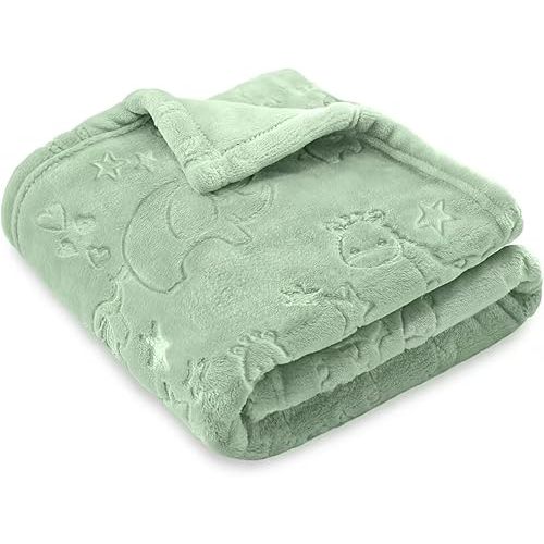 BORITAR Baby Blanket Elephant Animal for Boys Girls Ultra Soft Fleece Warm and Lightweight Blankets for Infant Toddler Newborn, 30x40 Inch, Green