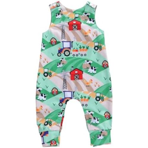 Toddler Baby Boy Girl Farm Clothes Cartoon Animals Print Jumpsuit Romper Newborn Summer Overall Country Stuff