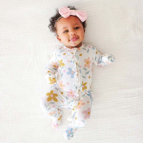 Daisy Footie Ruffled Zippered One Piece