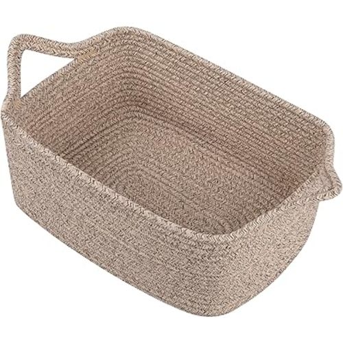 OIAHOMY Woven Basket, Gift Basket Empty with Gift Bags and Ribbons, Rope Baskets for Baby Showers, Storage Baskets with Handles for Nursery, Pet Toy Organizer - Brown