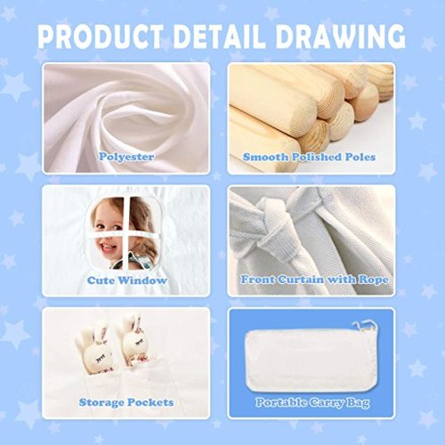 wilwolfer Kids Teepee Tent for Girls or Boys with Carry Case, Foldable Play Tent for Kids or Toddler Suit for Indoor and Outdoor Play, Protable Kids Playhouse Children Tent