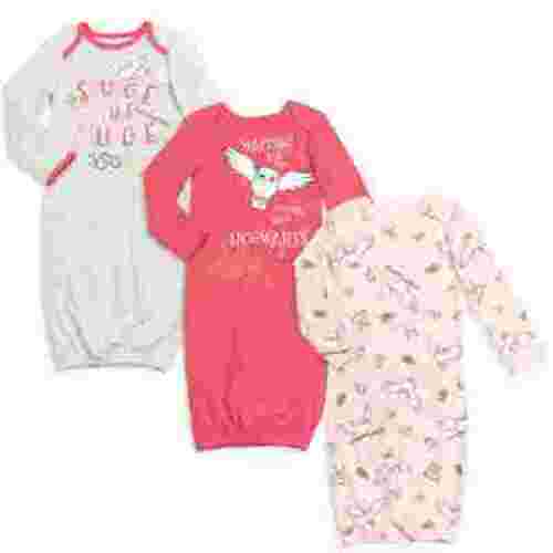 Harry Potter Hedwig Owl Newborn Baby Girls 3 Pack Sleeper Gown Red / Pink / Heather Grey Newborn