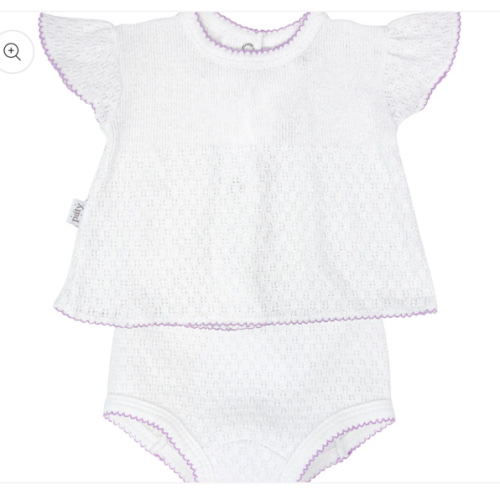 Paty Knit, Flutter Sleeve Diaper Set with Bows #131