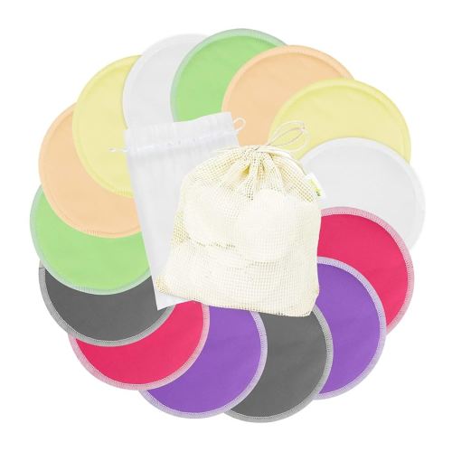 wegreeco Nursing Breast Pads (14 Pack) + Laundry Bag & Storage Bag, 2 Sizes: 3.9/4.7 inch - Washable & Reusable Breastfeeding Nursing Pads (Passion, Large, Heavy Flow Use)