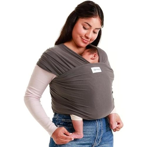 Sleepy Wrap Stretchy Ergonomic Baby Carrier Sling for Newborns to Toddlers - Hands-Free Lightweight Baby Wrap 7-35 lbs (Dark Grey)