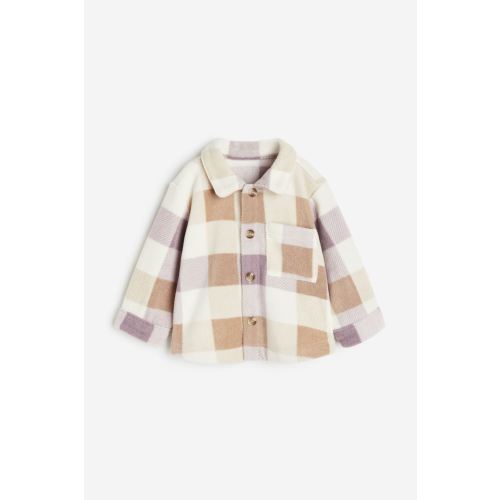 Fleece Shacket, Beige/plaid