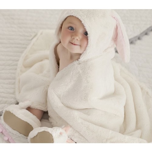 Faux Fur Bunny Baby Hooded Towel