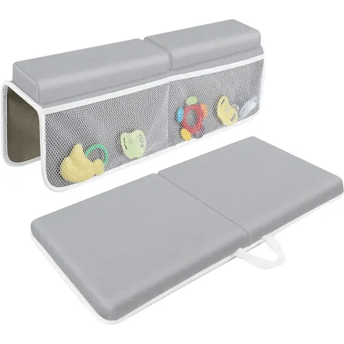 JJGoo Bath Kneeler with Elbow Rest Pad Set, 1.5 inch Kneeling Pad Mat for Bathtub - Gray