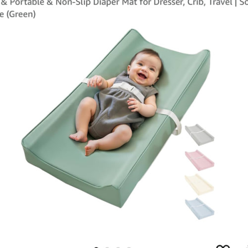 Vegan Leather Waterproof Baby Changing Pad - Wipeable, Extra Thick & Portable & Non-Slip Diaper Mat for Dresser, Crib, Travel | Soft & Safe (Gray)