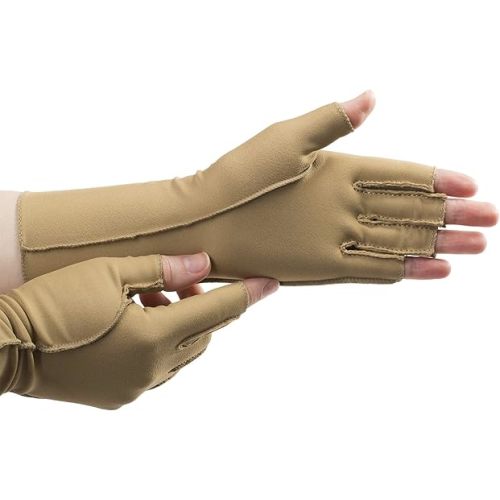 isotoner Women & Men Arthritis Compression Rheumatoid Pain Relief Gloves for joint support with Open/Full finger design