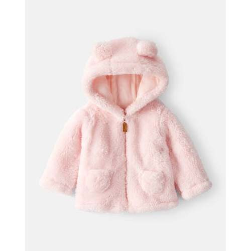 Baby Girl Sherpa Long-Sleeve Hooded Zip-Up Jacket - Pink - Carter's | Carter's