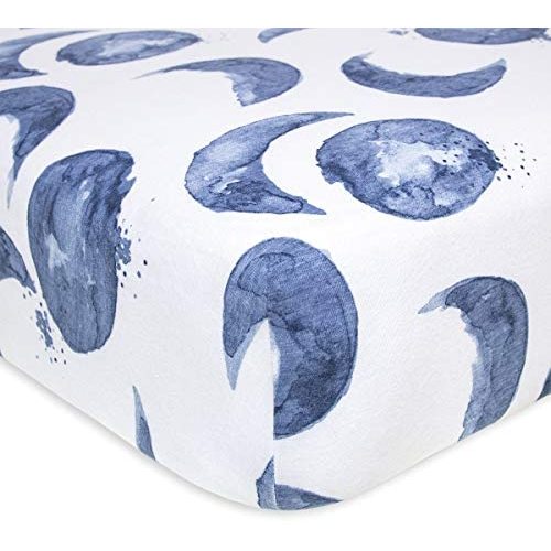 Burt's Bees Baby - Fitted Crib Sheet, Boys & Unisex 100% Organic Cotton Crib Sheet for Standard Crib and Toddler Mattresses - Hello Moon!