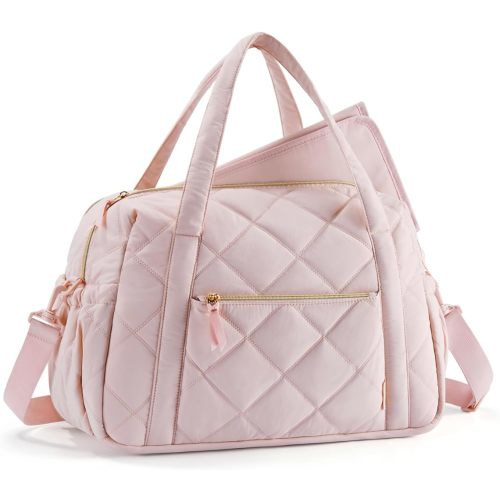 mommore Diaper Bag Tote, Large Baby Bag Expandable for 2 Kids/Twins, Lightweight Mommy Bag Quilted Tote Bag Travel Hospital