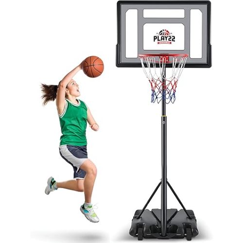 Kids Basketball Hoop Outdoor - 33 inch Backboard, 70-84in Adjustable Height, Portable Basketball Hoops & Goals for Kids/Teenagers/Youth in Backyard/Driveway/Indoor - Fillable Base