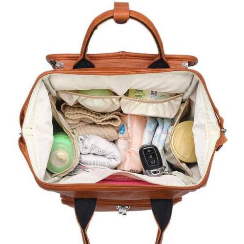 Best Diaper Bag Backpack In BLACK | Affordable & Stylish Diaper Backpack Bag | UpperBabies | La Madison - Elegant Vegan Leather Diaper Bag Backpack in BLACK