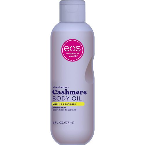 eos Cashmere Body Oil, Vanilla Cashmere, 24 Hour Moisture, Plant-Based Squalane to Soothe, Soften And Smooth Dry Skin, Body Oil, 6 fl oz