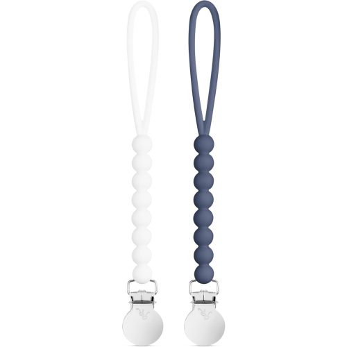 Ryan & Rose Cutie Clip 2 Pack - Pacifier Clip Holder Silicone (Judy-White/Judy-Captain)