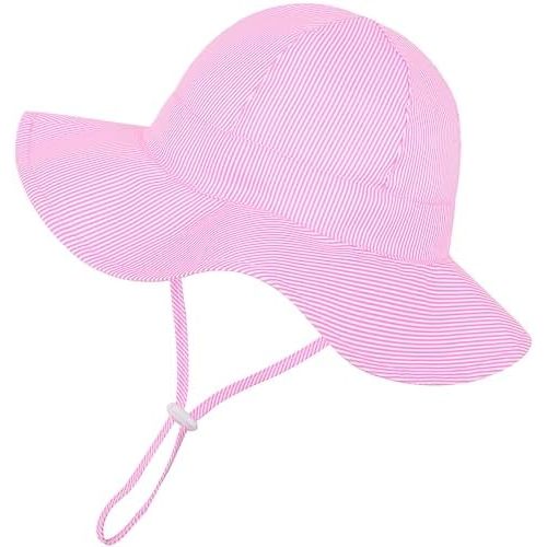 Baby Girl Sun Hat Infant Summer Beach Hats with UPF 50+ Toddler with Wide Brim Strap Outdoor Bucket Hat
