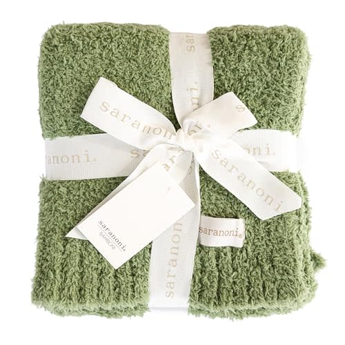 Saranoni Bamboni Baby Blanket | Luxury Plush Super Soft Blanket | Breathable Comfy Blankets for Kids and Teens | Olive - 40" x 60"
