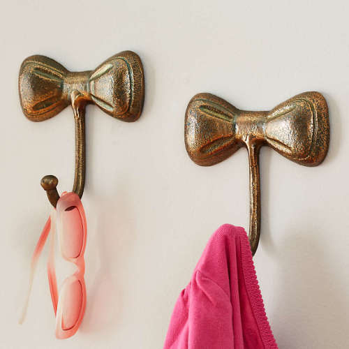 Little Bow Gold Metal Wall Hook, Set of 3