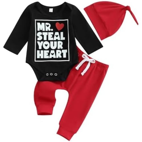 Twopumpkin My First Christmas Baby Boy Outfit Newborn Santa Baby Romper Bodysuit+Striped Pants+Hat Infant Clothes Set