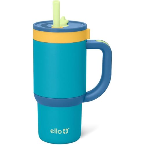 Ello Oasis 14oz Stainless Steel Toddler Tumbler with Handle & Retracting Straw, 100% Leakproof, Double-Wall Vacuum Insulated, Kids Water Bottle for School, BPA Free, Dishwasher Safe, Glacier