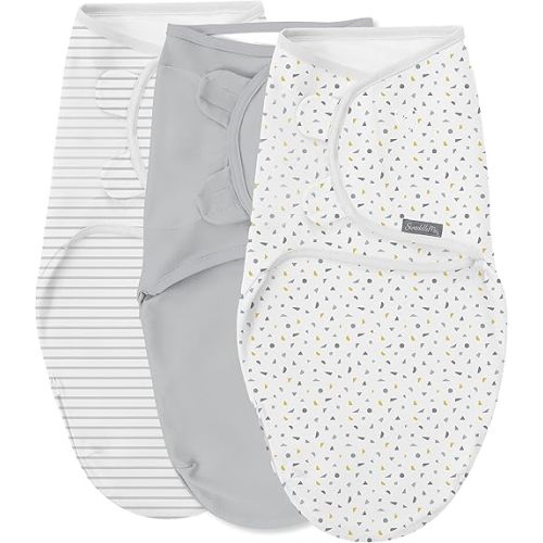 SwaddleMe by Ingenuity Original Swaddle, 100% Cotton, Improves Sleep & Calms Startle Reflex, 0-3 Months, 3-Pack - Confetti