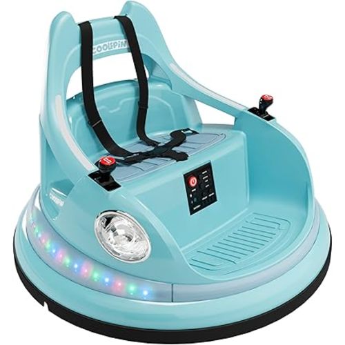 Jojoka 12V Bumper Car for Toddlers, Electric Toy Ride on Battery Car with Kids W/Parent Remote Control, 2-Speed, 360 Degree Spin, Music & LED Lights for Kids