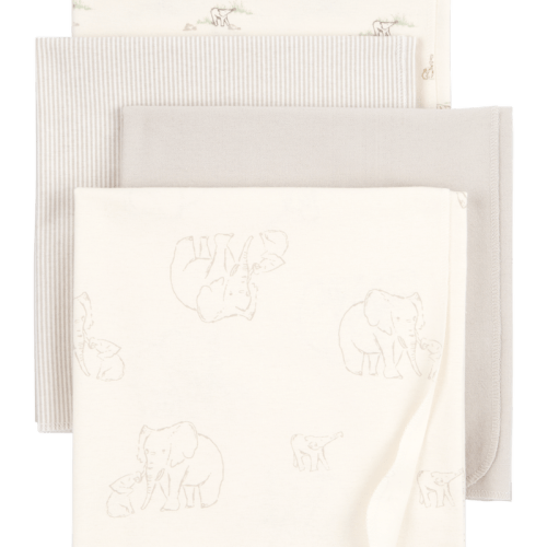White/Grey Baby 4-Pack Elephant Receiving Blankets | Carter’s Oshkosh Canada