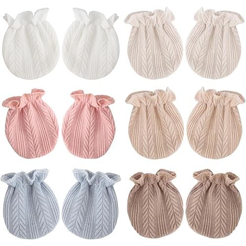 BQUBO Newborn Infant Toddler Mittens No Scratch Cotton Elastic Wrist Gloves Hypoallergenic for 0-6 Months Baby Boys Girls