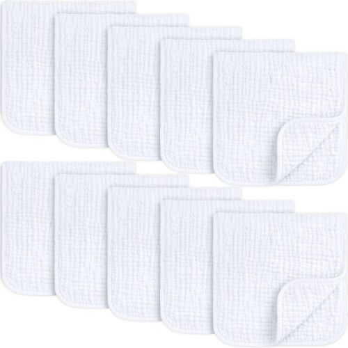 KeaBabies Lyra Muslin Burp Cloths Baby Boy, Girl, 100% Soft Cotton Muslin Burping Cloths for Newborn, Baby Rag 21"x10" (Soft White)