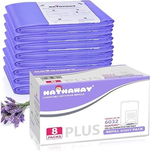 Refills Compatible with Dekor Plus Diaper Pail Refills 8 Pack Diaper Pail Liners with Lavender Scent