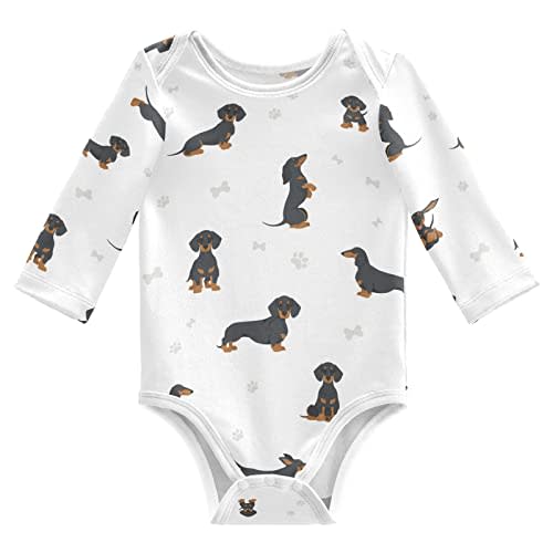 vvfelixl Baby Bodysuits Black Pug White Long Sleeve Cotton Baby Clothes For Boys Girls 0-24 Months