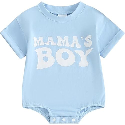 Newborn Infant Baby Boy Summer Outfit Mamas Boy Baby Clothes Boy Oversized Romper Shirts Short Sleeve Onesie