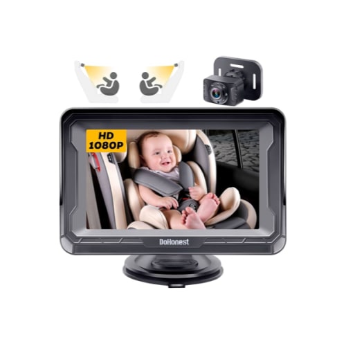 DoHonest Baby Car Camera HD 1080P - Rear-Facing Car Baby Monitor with Night Vision, Adjustable View Angle, Easy Setup, Anti-Glare Display, Safety for Kids & Infants