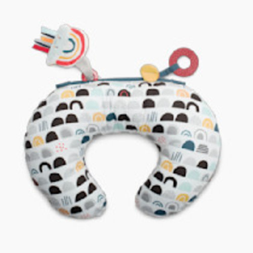 Boppy Tummy Time Prop, Black and White Modern Rainbows with Teething Toys, A Smaller Size for Comfortable Tummy Time, Attached Toys Encourage Neck and Shoulder Strength Building