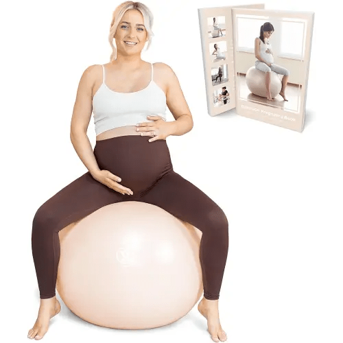 BABYGO Birthing Ball - Pregnancy Yoga Labor & Exercise Ball & Book Set Trimester Targeting, Maternity Physio, Birth & Recovery Plan Included Anti Burst Eco Friendly