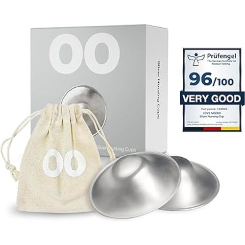The Original Silver Nursing Cups by LoveNoobs, Silver Nipple Covers Breastfeeding, Regular Nipple Shields for Nursing Newborn, Post Partum Essentials, Nickel-Free