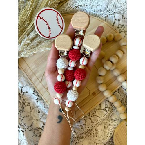 Baseball pacifier clips- baseball baby- babies- pacifier holder- pacifiers- gifts for baby shower- baby announcement prop- baseball mom