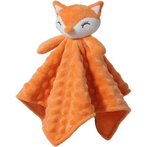 CREVENT Soft Plush Animal Face Security Blankets for Boys and Girls, Great Gifts for Birthday Baby Shower (Orange Fox)
