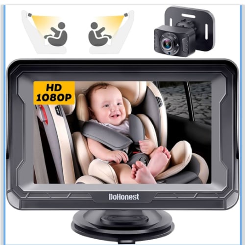 DoHonest Baby Car Camera HD 1080P - Rear-Facing Car Baby Monitor with Night Vision, Adjustable View Angle, Easy Setup, Anti-Glare Display, Safety for Kids & Infants