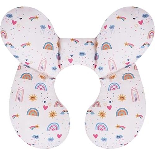 KAKIBLIN Baby Travel Pillow,Upgraded Baby Neck Pillows for Car Seat,Baby Support Pillow,Infant Neck Pillow for Toddler Head and Neck,Newborn Head Support for Car Seat,Pushchair (Rainbow)