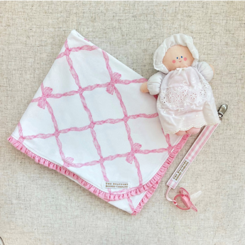 Baby Buggy Blanket - Belle Meade Bow with Pier Party Pink