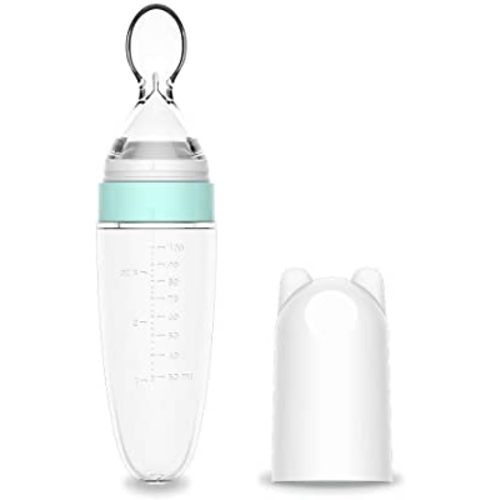Burabi Silicone Squeeze Feeding Spoon, Baby Food Dispensing Spoon with Dust Cover, BPA Free