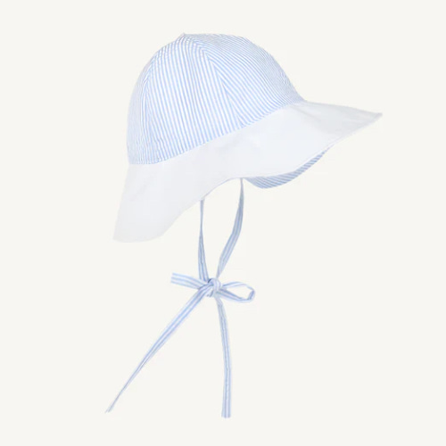 Sawyer Sun Hat - Breakers Blue Seersucker with Worth Avenue White
