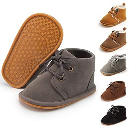 Meckior Baby Booties Newborn Infant Unisex Baby Girls Boys Velvet Rubber Anit-Slip Sole Shoes Toddler Fleece Cozy Winter Warm Prewalker Boots